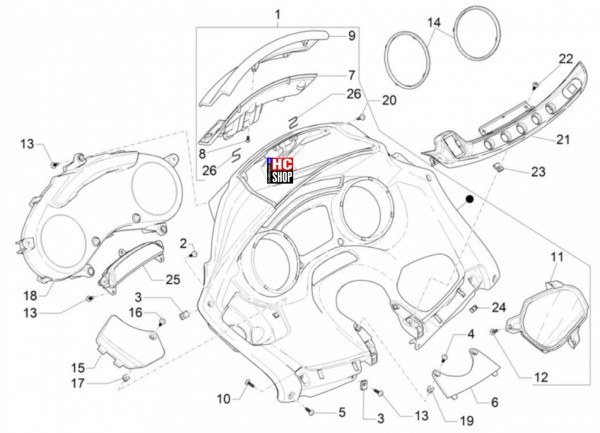 Piaggio MP3 400 HPE E5 Lenker - Cockpitinstrumente