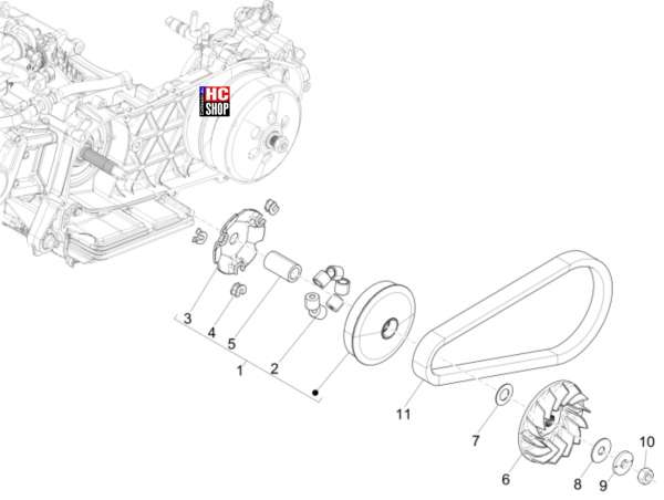 VESPA GTS 125 E5 Motor Antriebsriemenscheibe