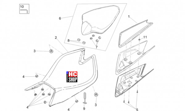 Aprilia Tuono V4 Factory 1100 E5 SE 09 SBK - Aufbau - Sitz