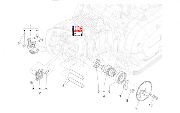 Vespa Sprint S 125 E5+ - Motor - Schwinghebelhalterung