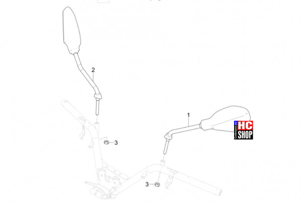 Piaggio MP3 310 HPE Sport E5+ - Fahrgestell-Karosserie - Rückspiegel