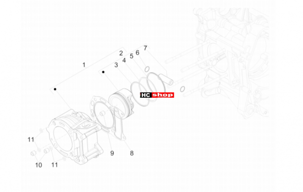 Vespa GTV 300 HPE E4 ABS Motor Einheit Zylinder-Kolben-Kolbenbolzen