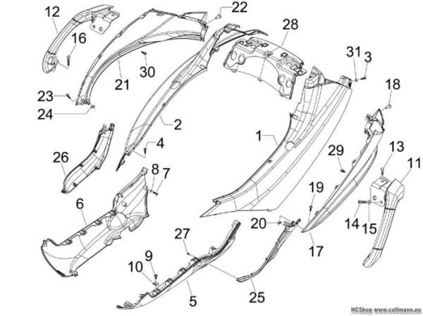 Piaggio Seitenabdeckung - Spoiler MP3 125