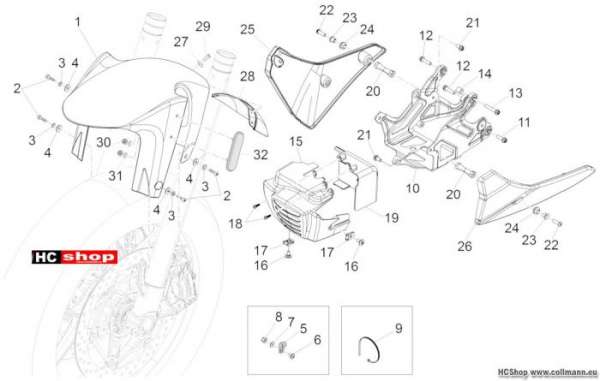 Aprilia Vorderes Schutzblech-Stütze Capo Nord 1200