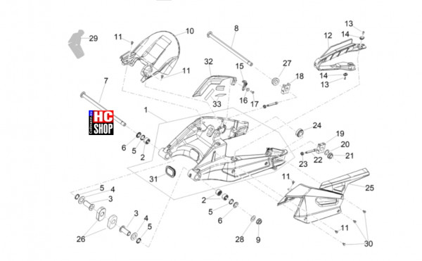 Aprilia RS 660 Factory E5+ - Fahrgestell-Karosserie - Schwinge