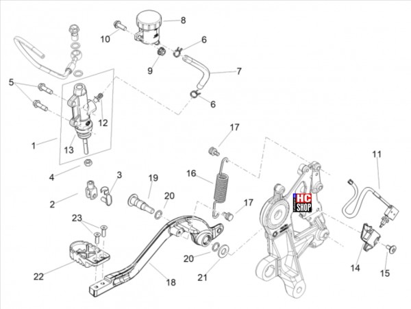 Aprilia Tuareg 600 Bremsanlage Hinterradbremspumpe