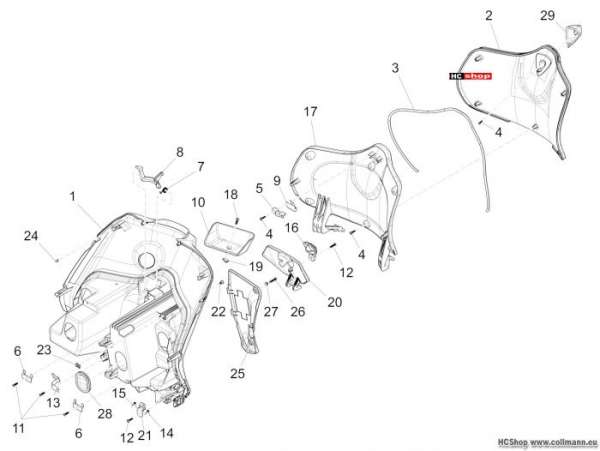 Piaggio Fly 125 Vorderes Handschuhfach - Schild-Rückseite