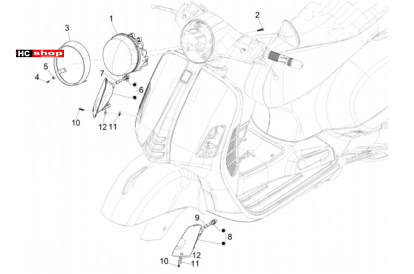Vespa GTS 300 hpe - Elektrische Anlage Vorderleuchten