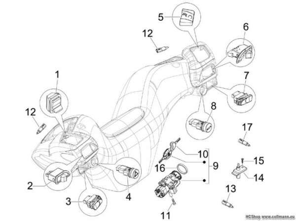 Piaggio Wechselschalter - Umschalter MP3 125