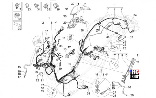 Vespa Sprint S 125 E5+ - Elektrische Anlage - Hauptkabelbaum