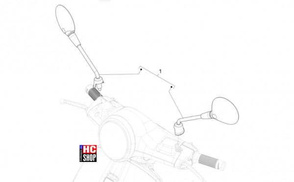 Vespa Primavera 50 TECH E5 - Fahrgestell-Karosserie - Rückspiegel
