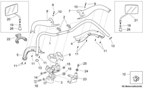 Aprilia Lenkstange - Rückspiegel Mojito E3 125