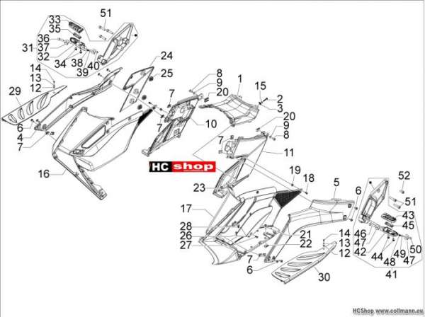 Aprilia Mittlere Verklaidung - Fußraster SRV 850