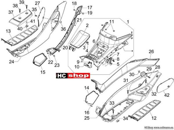Piaggio Mittlere Verkleidung - Fußraster MP3 400 Sport