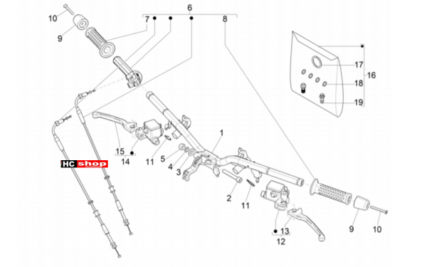 Vespa GTS 300 Super hpe-tech Lenker Hauptbremszylinder