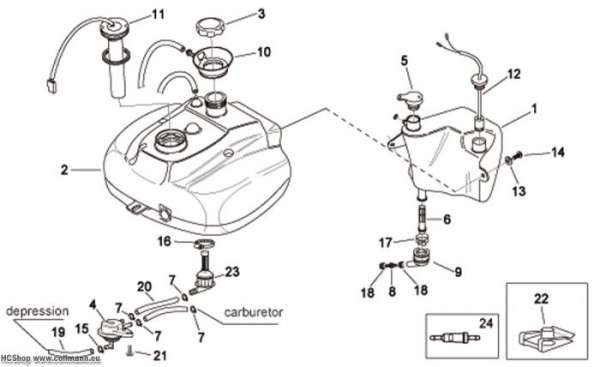 Aprilia Kraftstofftank Scarabeo 2T E2 eng.Piaggio 50