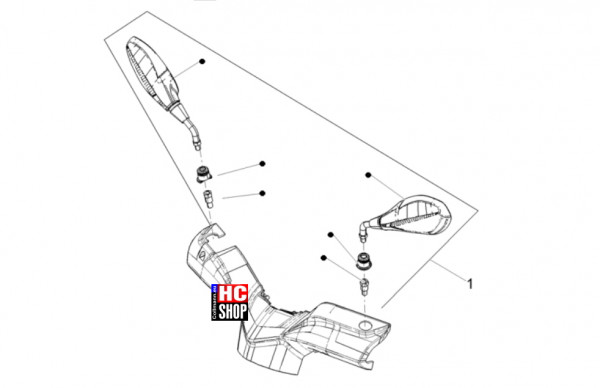 Aprilia SXR 50 E5+ - Fahrgestell-Karosserie - Rückspiegel