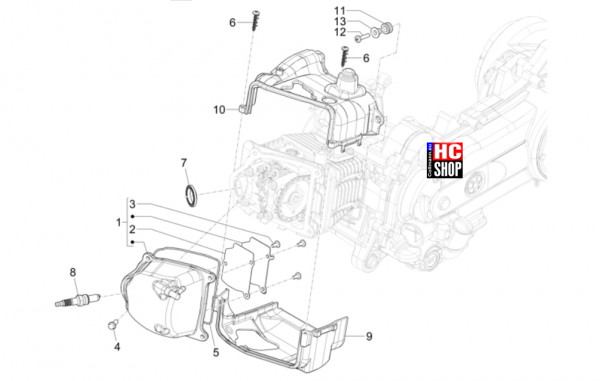 Vespa Primavera 50 E5 Officina 8 - Motor - Zylinderkopfabdeckung