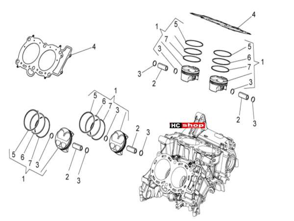 Aprilia Tuono V4 1100 RR E4 ABS Motor Zylinder Kolben