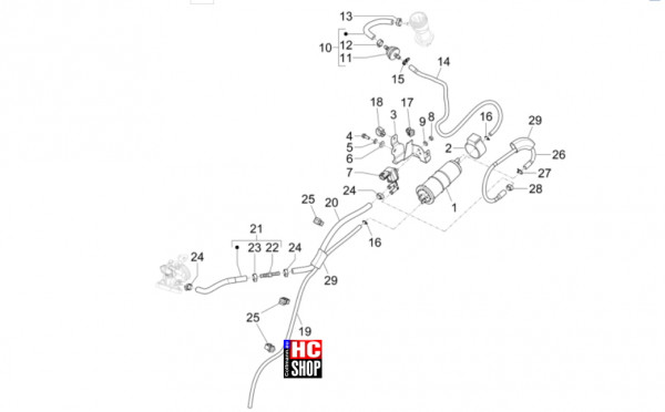 Vespa Primavera 125 TECH E5 - Fahrgestell-Karosserie - Verdunstungsschutz-Anlage