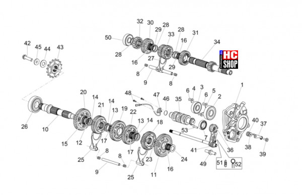 Aprilia Tuono V4 Factory 1100 E5+ - Motor - Schaltgetriebe-Zahnräder