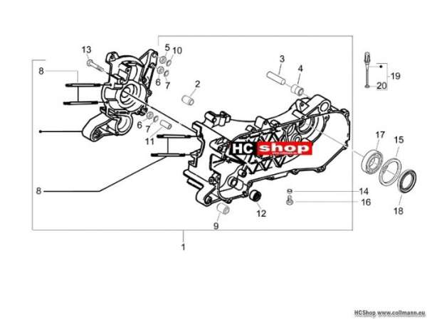 Piaggio Kurbelwellengehäuse TPH 50#