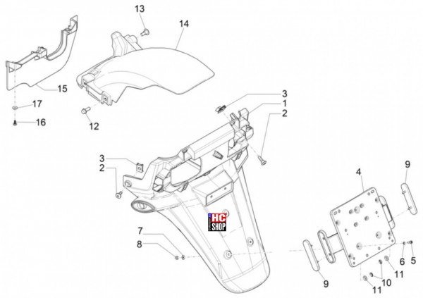 Piaggio MP3 400 HPE E5 Karosserie - Kennzeichenträger