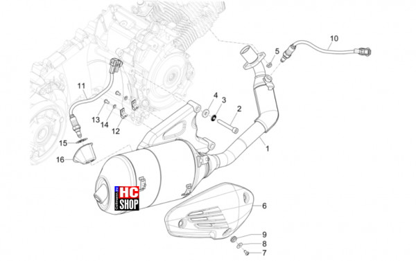 Vespa Sprint S 125 E5+ - Motor - Auspufftopf