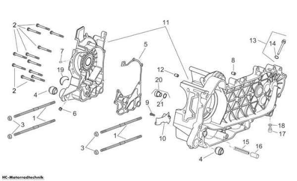 Aprilia Kurbelwellengehäuse Scarabeo E3 125/200