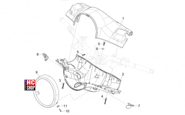 Vespa Primavera 50 TECH E5 - Lenker-Lenkung - Lenker Deckungen