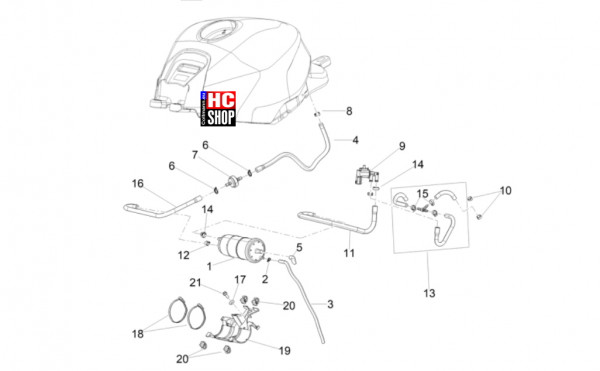 Aprilia RS 660 Factory E5+ - Tank - Benzindampfrückf.-Anlage