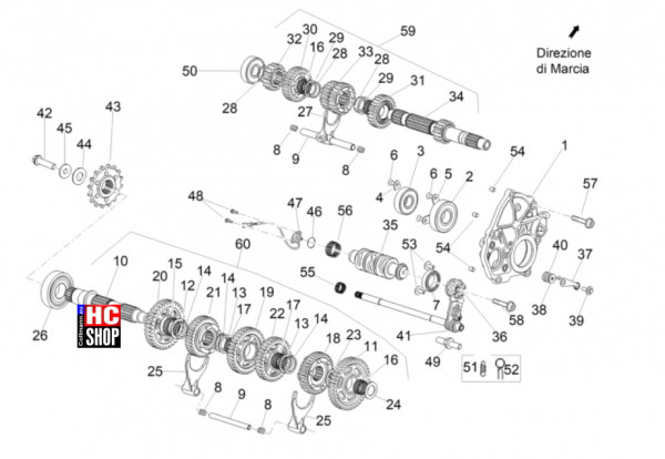 Aprilia RSV4 1100 E5+ - Motor - Schaltgetriebe-Zahnräder
