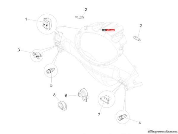 Piaggio Fly 125 Wechselschalter - Umschalter - Druckschalt