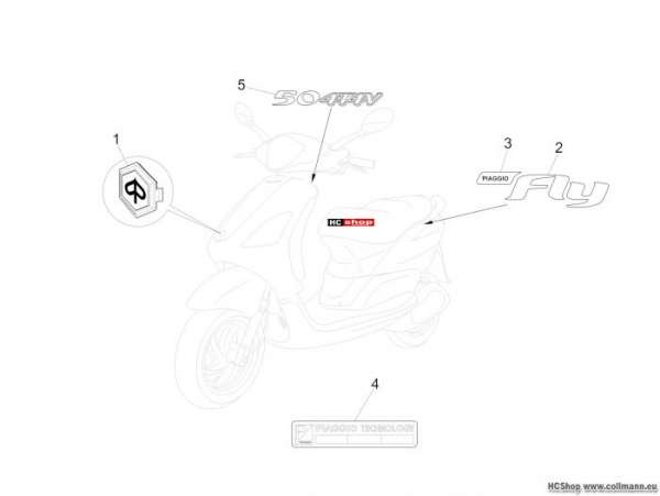 Piaggio Fly 50 4T Plaketten - Verzierungen