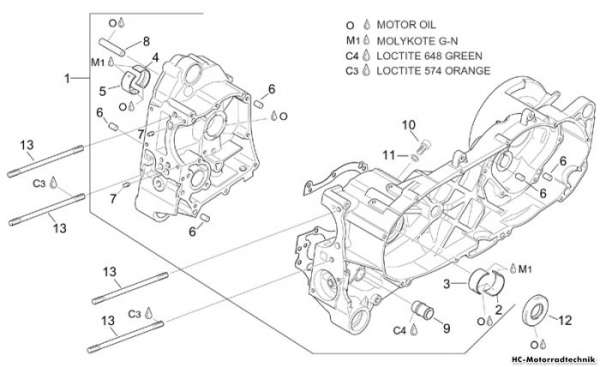 Aprilia Kurbelwellengehäuse Leonardo 125-150