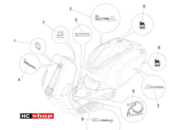 Vespa Primavera 50 4T Plaketten - Verzierungen