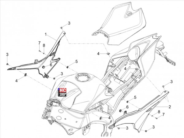 Aprilia RS 125 ABS E5 - Aufbau - Mittlerer Aufbau