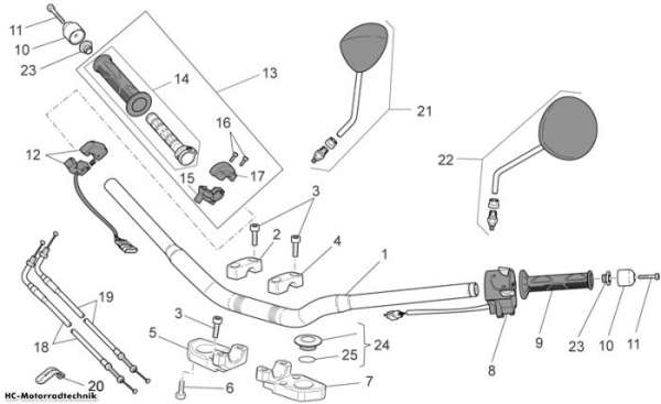 Moto Guzzi Lenkstange - Schaltungen Sport 1200 1200