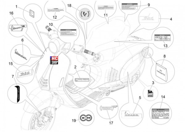 Vespa 946 150 Karosserie - Verzierungen