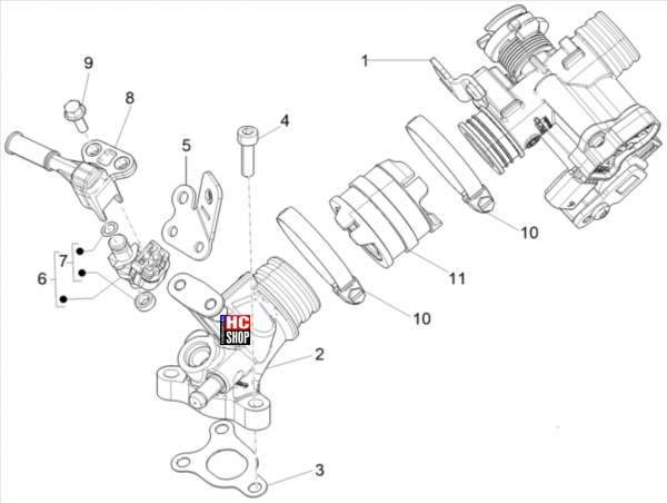 VESPA Sprint 50 E5 Motor Drosselkörper - Einspritzdüse - Ansaugstutzen