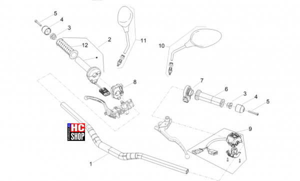 Aprilia Tuono V4 Factory 1100 E5 SE 09 SBK - Lenkstange-Schaltungen