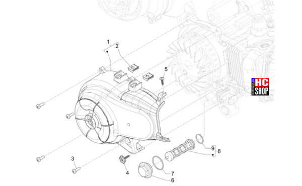 Vespa Sprint S 50 E5 - Motor - Schwungraddeckel-Ölfilter