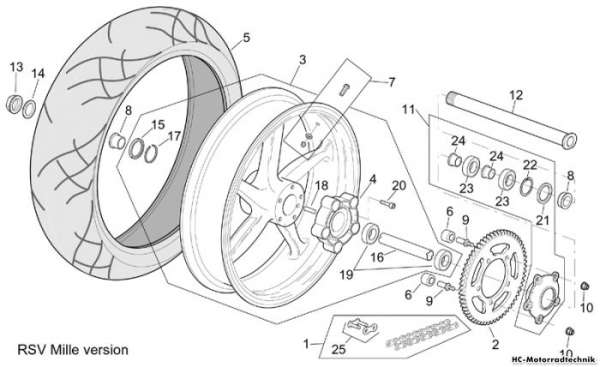 Aprilia Hinterrad Vers. RSV Mille R RSV 1000