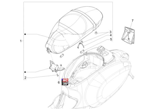 Vespa Sprint 125 ABS E5 Fahrgestell Sitzbank