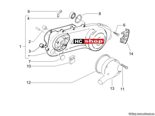 Piaggio Kurbelwelledeckel TPH 50
