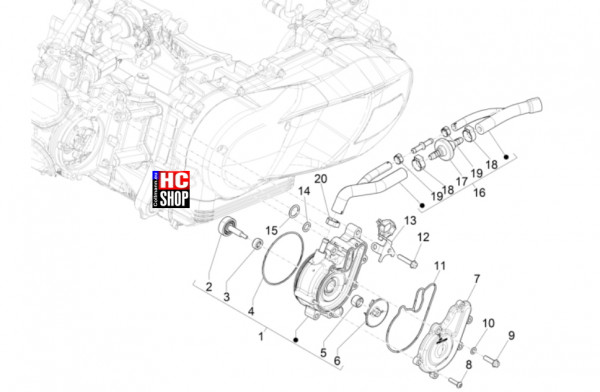 Vespa GTS 125 E5 Super-Super Sport-Super Tech - Motor - Wasserpumpe
