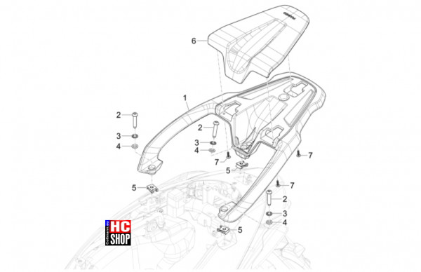 Piaggio Liberty 125 iget E5+ - Fahrgestell-Karosserie - Hinterer Gepäckträger