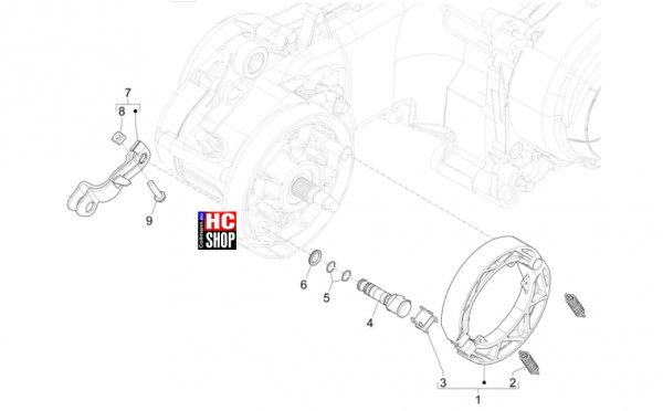 Vespa Primavera 50 TECH E5 - Motor - Hinterbremse-Bremsbackensatz