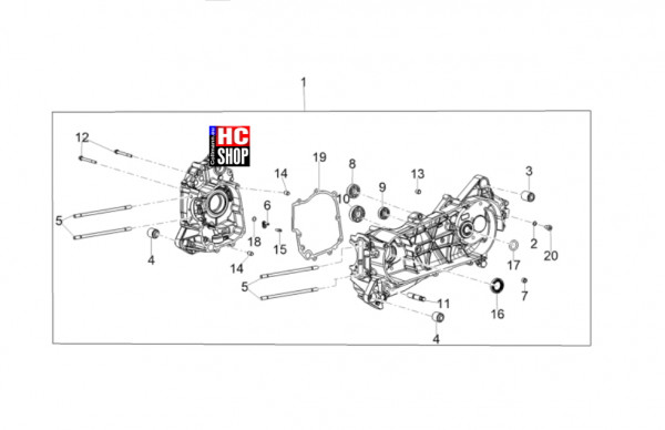 Aprilia SXR 50 E5+ - Motor - Kurbelgehäuse