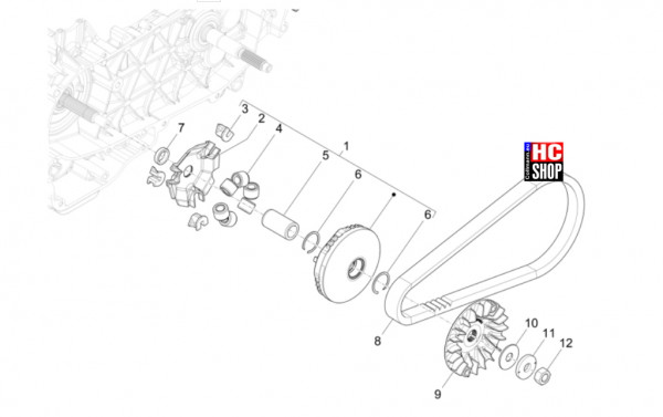 Vespa Sprint S 125 E5+ - Motor - Antriebsriemenscheibe